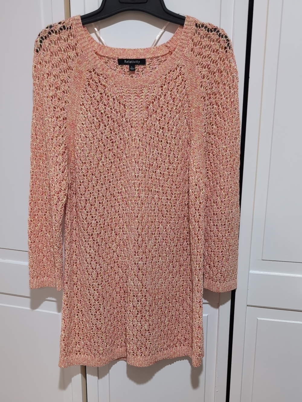 EUC Relativity Peach Open-Weave Tunic Sweater - Large